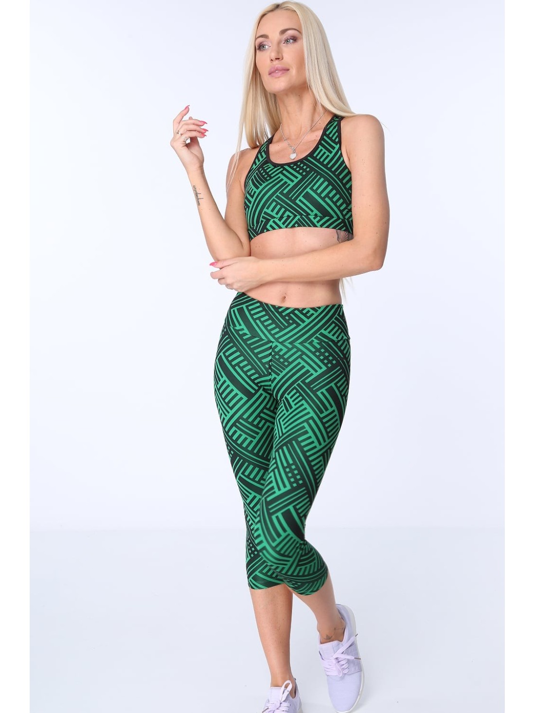 Sports top with geometric shapes, green MR15501 - Online store - Boutique